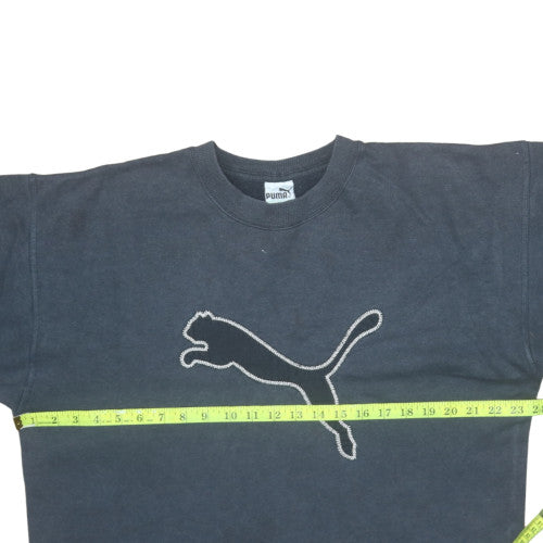 Puma Men’s Black Pullover Fleece Sweatshirt M Vintage Logo Crew