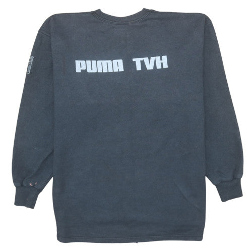 Puma Men’s Black Pullover Fleece Sweatshirt M Vintage Logo Crew
