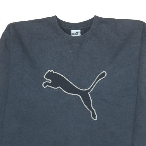 Puma Men’s Black Pullover Fleece Sweatshirt M Vintage Logo Crew