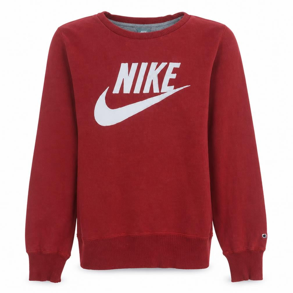 Front view of Nike Men's Red XS Pullover Crew Neck Logo Sweatshirt