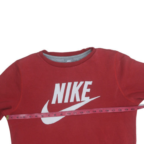 Nike Men's Red XS Pullover Crew Neck Logo Sweatshirt
