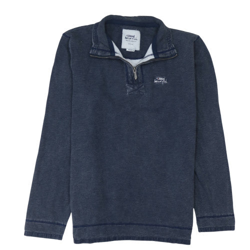 Weird Fish Men's Blue Medium 1/4 Zip Cotton Sweatshirt