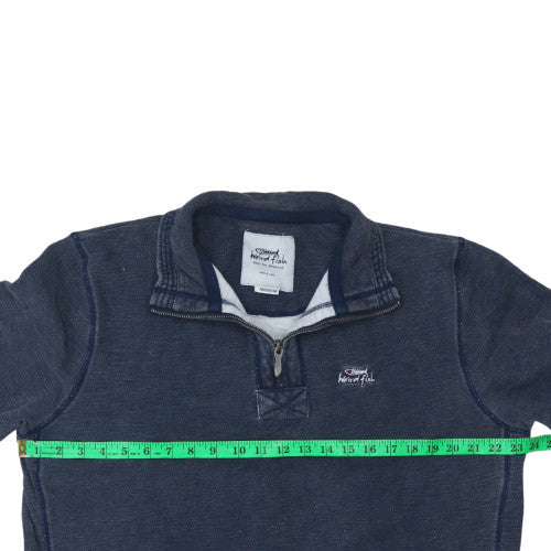 Weird Fish Men's Blue Medium 1/4 Zip Cotton Sweatshirt