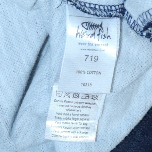 Weird Fish Men's Blue Medium 1/4 Zip Cotton Sweatshirt