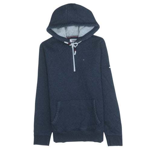 Tommy Jeans Men's Blue Small 1/4 Zip Pullover Hoodie