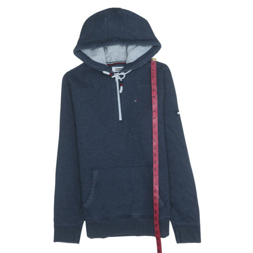Tommy Jeans Men's Blue Small 1/4 Zip Pullover Hoodie
