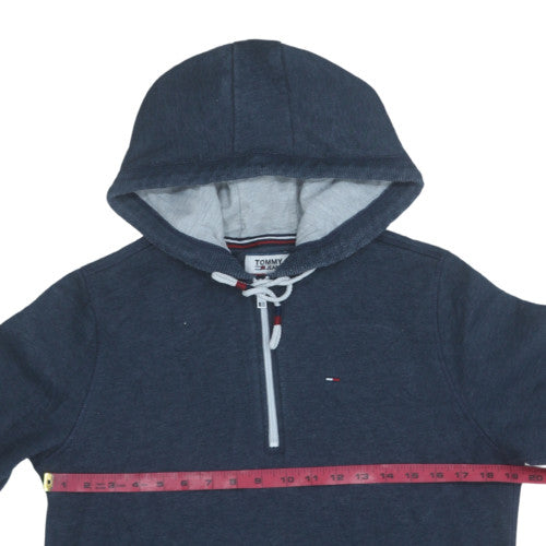 Tommy Jeans Men's Blue Small 1/4 Zip Pullover Hoodie
