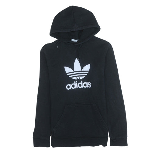 Adidas Mens Black Pullover Hoodie M Logo Fleece Sweatshirt