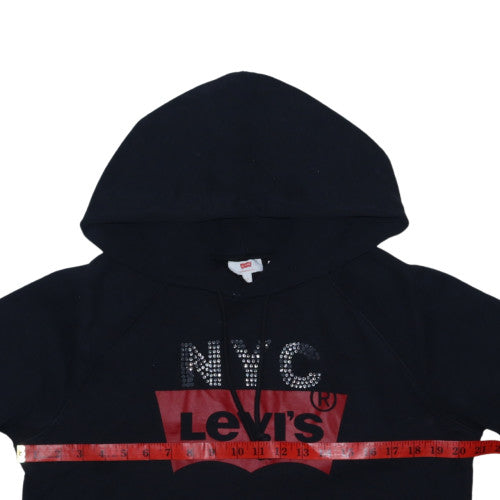 Levi's Men's Black NYC Rhinestone Logo Pullover Hoodie Size S
