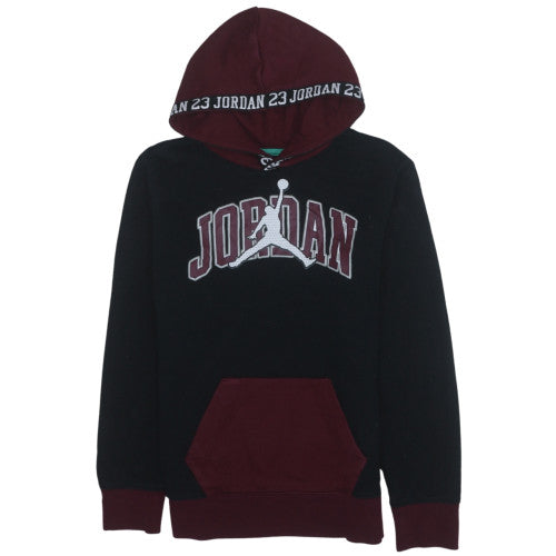 Jordan Boys Black & Burgundy Pullover Hoodie 12-13 Years Fleece Lined