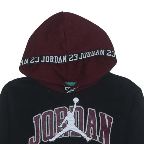 Jordan Boys Black & Burgundy Pullover Hoodie 12-13 Years Fleece Lined