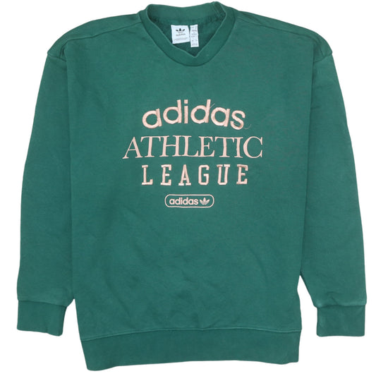 Adidas Women's Green Crew Neck Pullover Sweatshirt Size 8 Cotton Blend