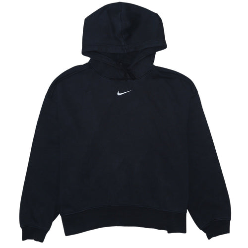 Nike Womens Black Pullover Hoodie L Cotton Blend Logo Casual