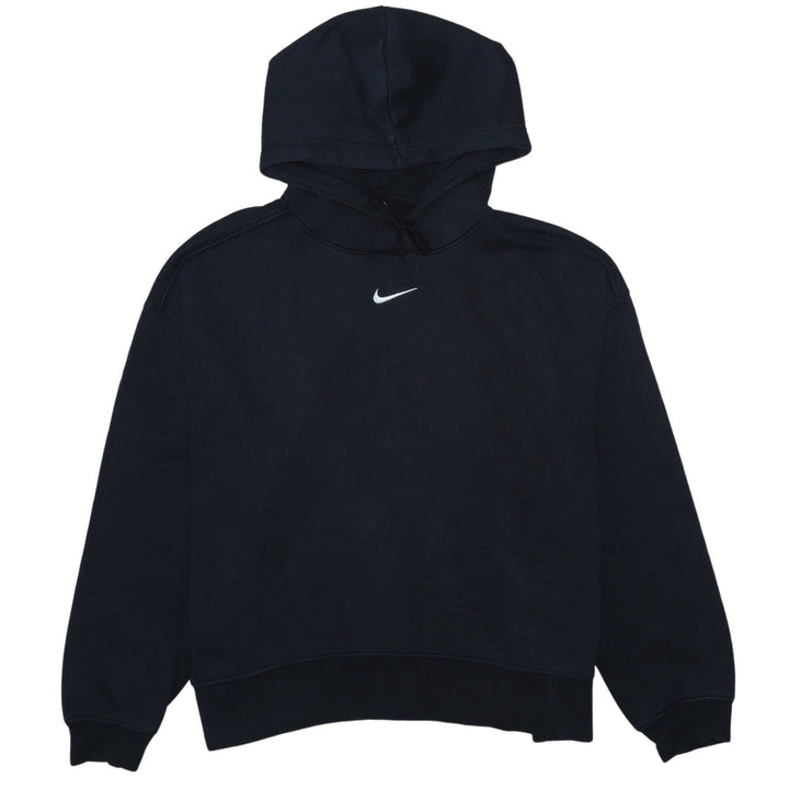 Nike Womens Black Pullover Hoodie L Cotton Blend Logo Casual