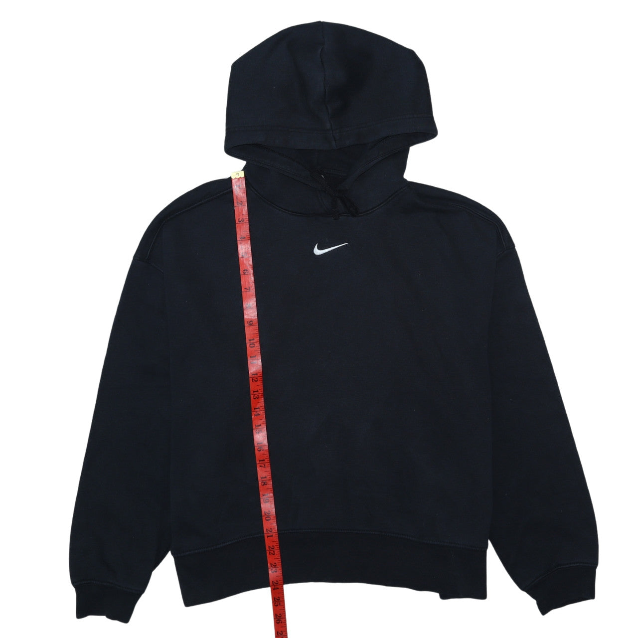 Nike Womens Black Pullover Hoodie L Cotton Blend Logo Casual
