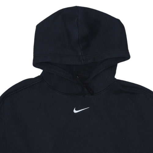Nike Womens Black Pullover Hoodie L Cotton Blend Logo Casual
