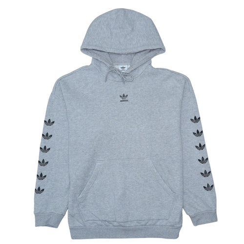 Adidas Womens Grey Hoodie Size 8 Pullover Logo Print Sweatshirt