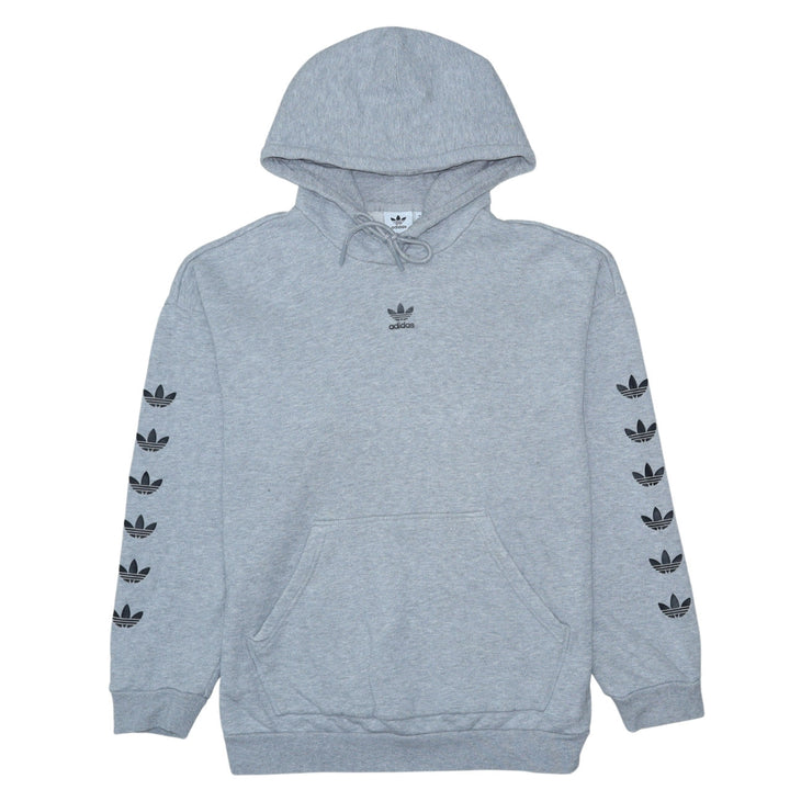 Adidas Womens Grey Hoodie Size 8 Pullover Logo Print Sweatshirt