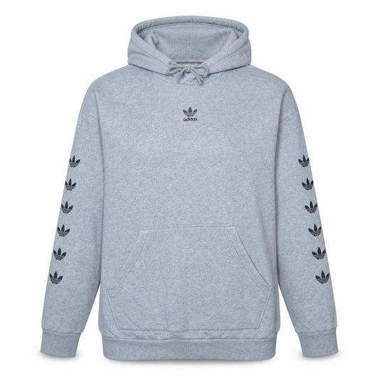 Front view of Adidas women’s grey hoodie, size UK 8, pullover logo print sweatshirt