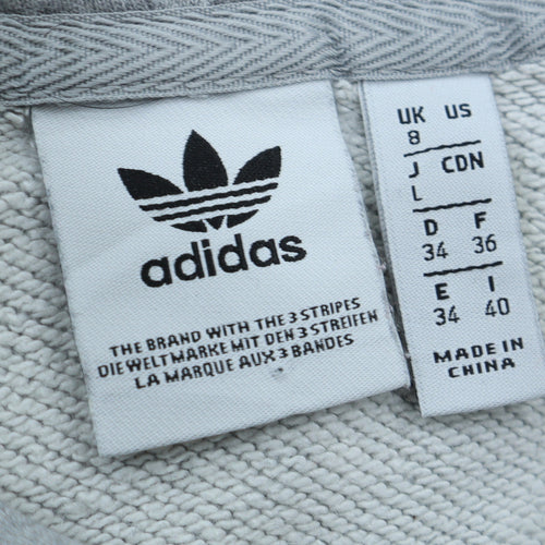 Adidas Womens Grey Hoodie Size 8 Pullover Logo Print Sweatshirt