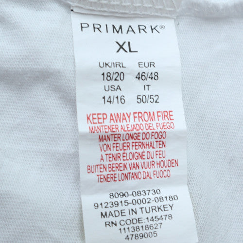 Primark Disney Women's White Sequin Mickey Cotton T-Shirt XL