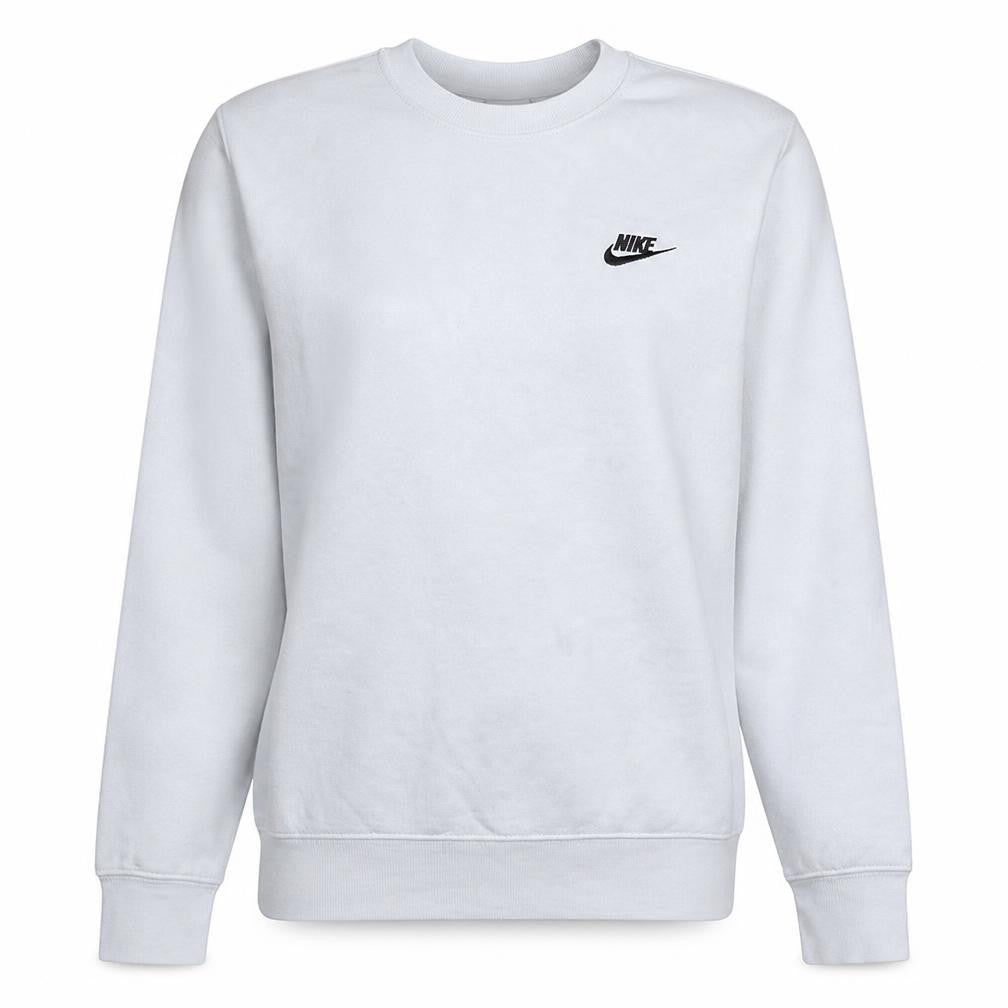 Front view of Nike Women’s White Small Sweatshirt Crew Neck Pullover 80% Cotton