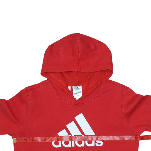 Adidas Boys Red Navy Colourblock Pullover Hoodie 13-14 Years Fleece Logo