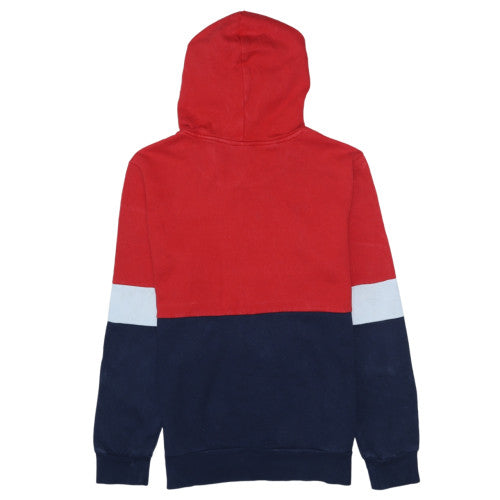 Adidas Boys Red Navy Colourblock Pullover Hoodie 13-14 Years Fleece Logo