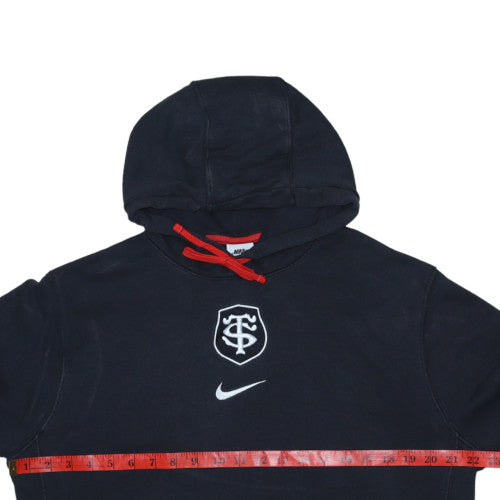 Nike Men's Black M Pullover Hoodie with Red Drawstring and Logo