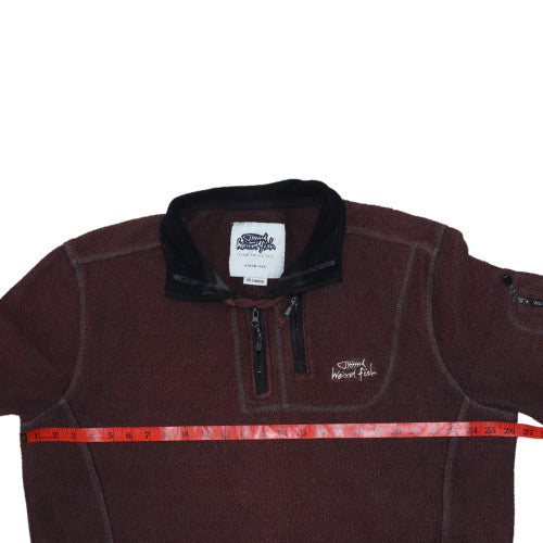 Weird Fish Men's Brown 2XL High Neck 1/4 Zip Pullover Sweatshirt