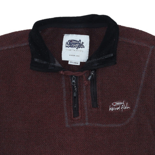 Weird Fish Men's Brown 2XL High Neck 1/4 Zip Pullover Sweatshirt
