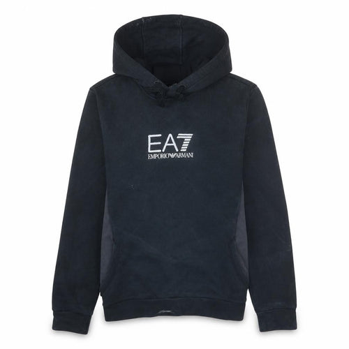 Emporio Armani EA7 Women's Black Hoodie Size M Cotton Blend Pullover