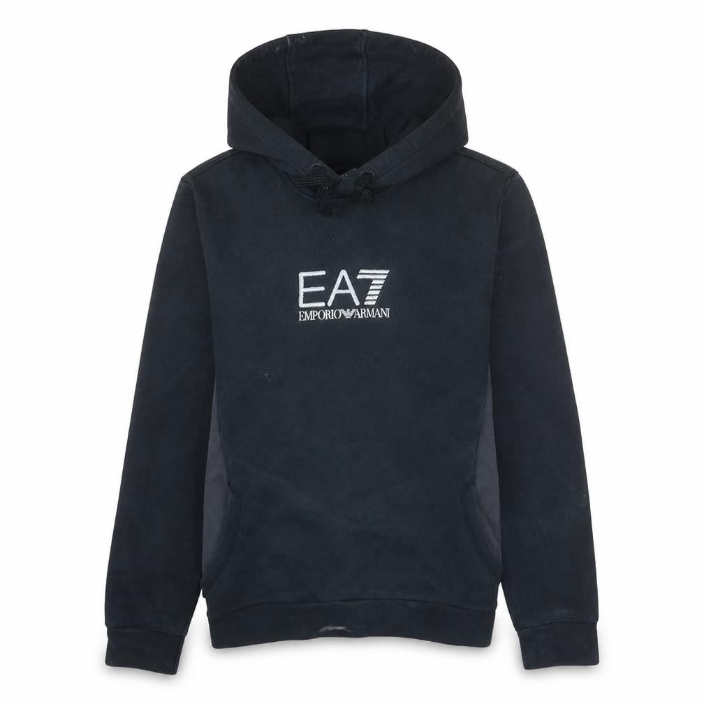 Emporio Armani EA7 Women's Black Hoodie Size M Cotton Blend Pullover