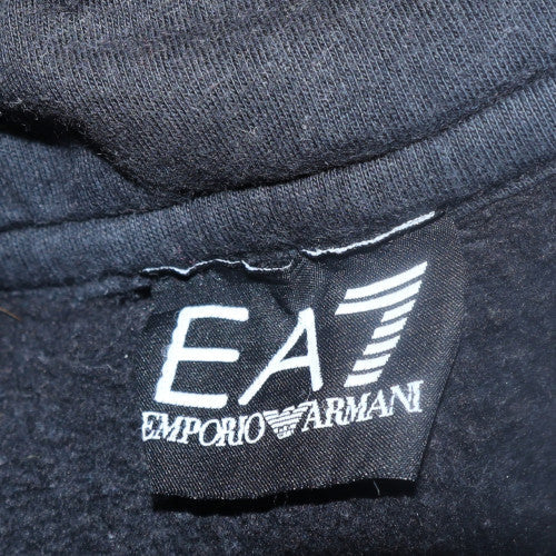Emporio Armani EA7 Women's Black Hoodie Size M Cotton Blend Pullover