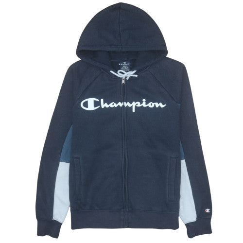 Champion Men's Blue Full Zip Hoodie Small Logo Fleece