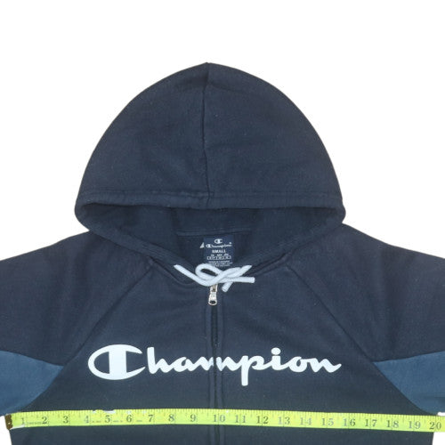 Champion Men's Blue Full Zip Hoodie Small Logo Fleece