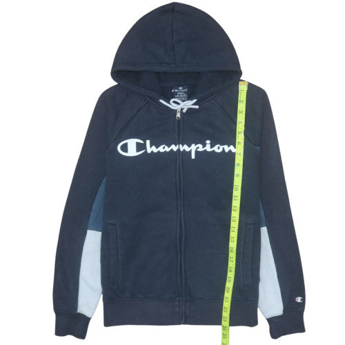 Champion Men's Blue Full Zip Hoodie Small Logo Fleece