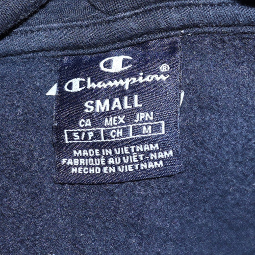 Champion Men's Blue Full Zip Hoodie Small Logo Fleece