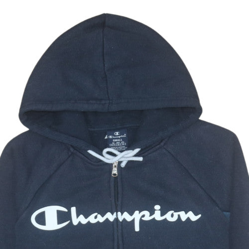Champion Men's Blue Full Zip Hoodie Small Logo Fleece
