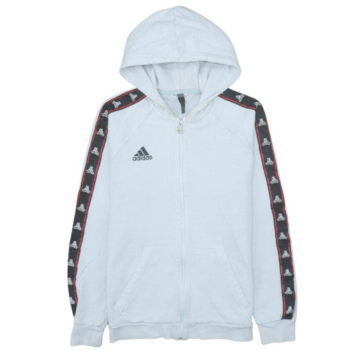 Adidas Men's White Full Zip Hoodie Medium Graphic Tape Style