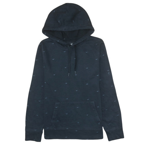 Hollister Men's Blue Pullover Hoodie L Logo Fleece Sweatshirt