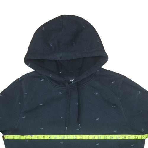 Hollister Men's Blue Pullover Hoodie L Logo Fleece Sweatshirt