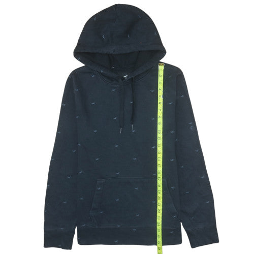 Hollister Men's Blue Pullover Hoodie L Logo Fleece Sweatshirt