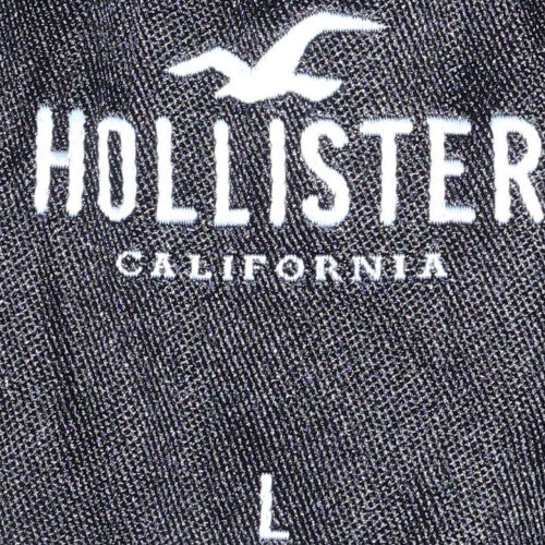 Hollister Men's Blue Pullover Hoodie L Logo Fleece Sweatshirt