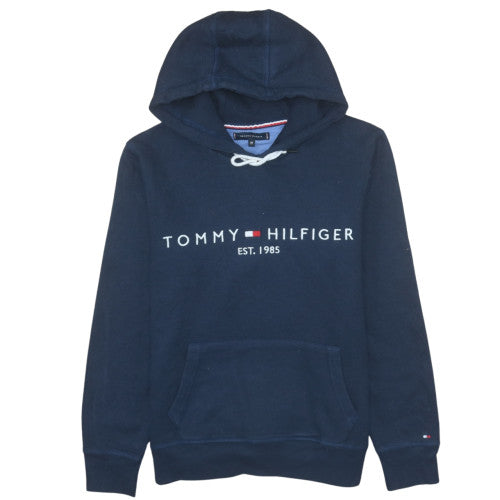 Tommy Hilfiger Men's Navy Blue Pullover Hoodie Medium Fleece Logo