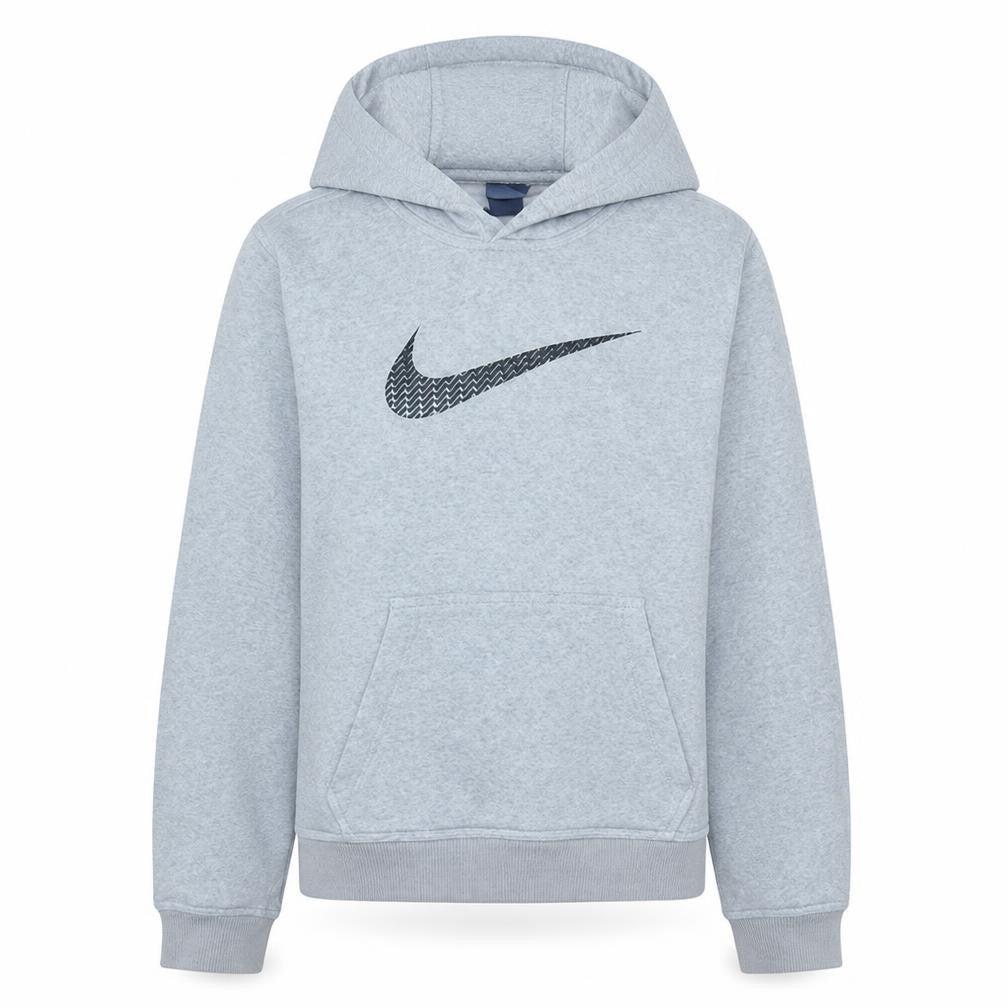 Front view of Nike women’s grey pullover hoodie size p cotton blend logo print