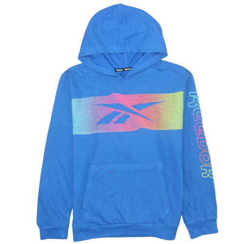 Reebok Girls Blue Pullover Hoodie 14 Years Sports Graphic Hooded Sweatshirt