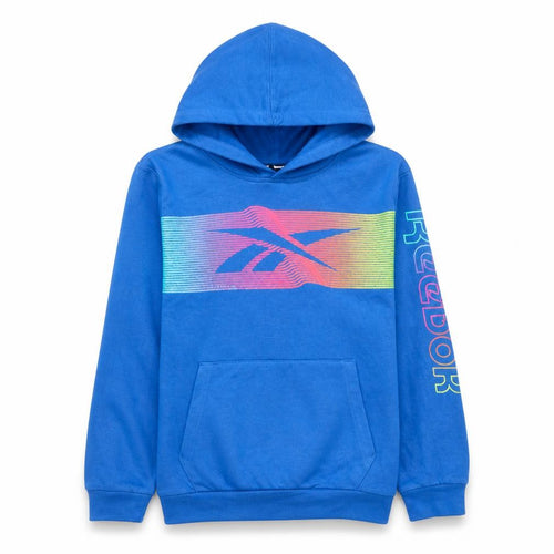 Reebok Girls Blue Pullover Hoodie 14 Years Sports Graphic Hooded Sweatshirt