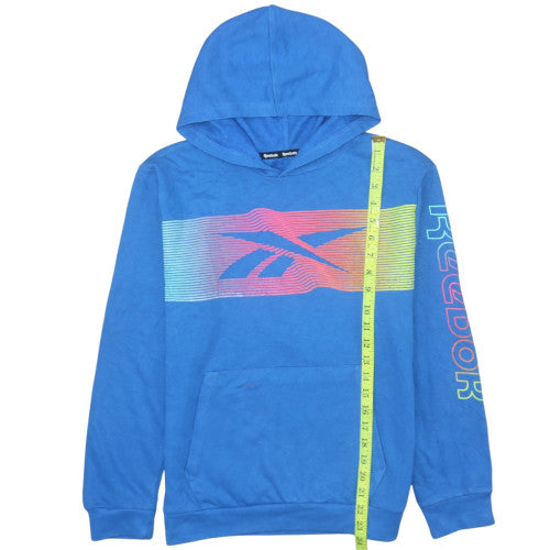 Reebok Girls Blue Pullover Hoodie 14 Years Sports Graphic Hooded Sweatshirt