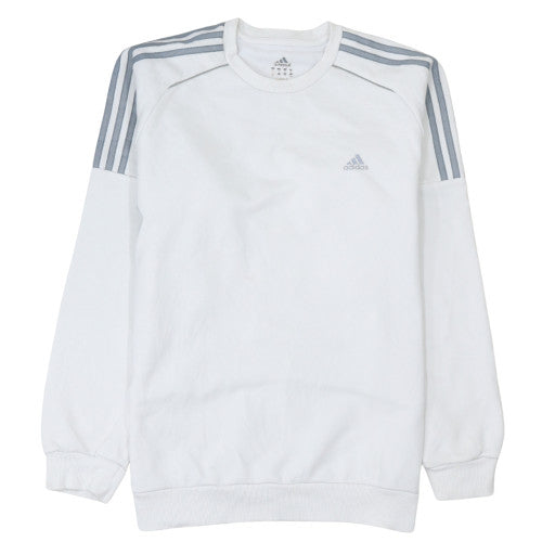 Adidas Mens White Crew Neck Pullover Sweatshirt Medium Sports Jumper
